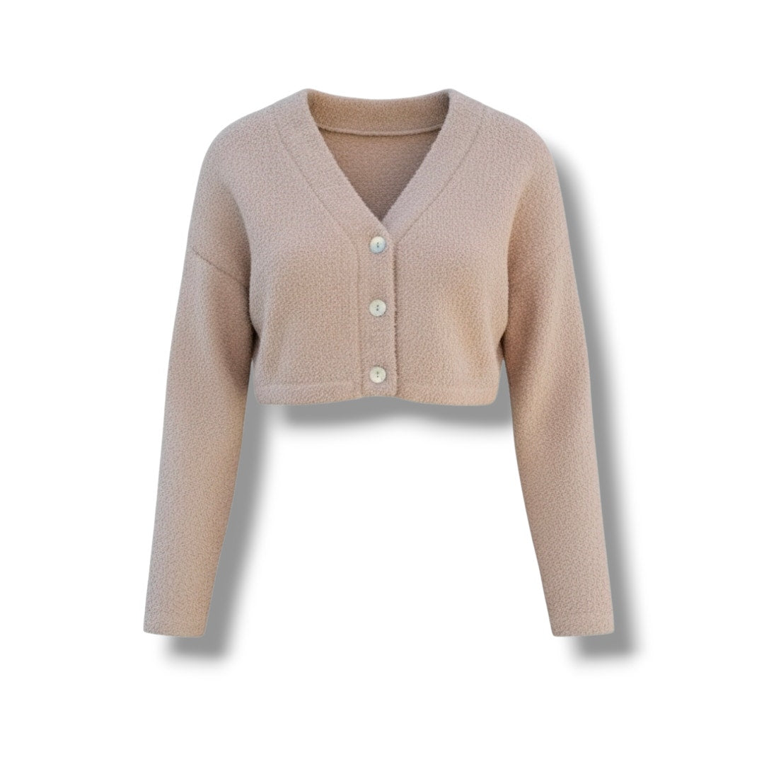 Wild Fable Women's Cropped Sherpa button-up top - xs