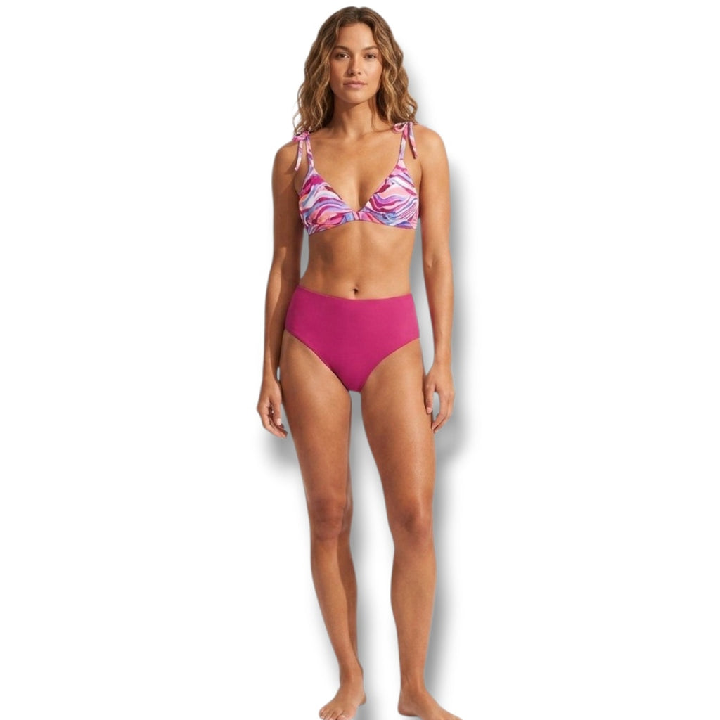 Shade & Shore Women’s Multicolor Shoulder Tie Triangle Bikini Top Medium NWT