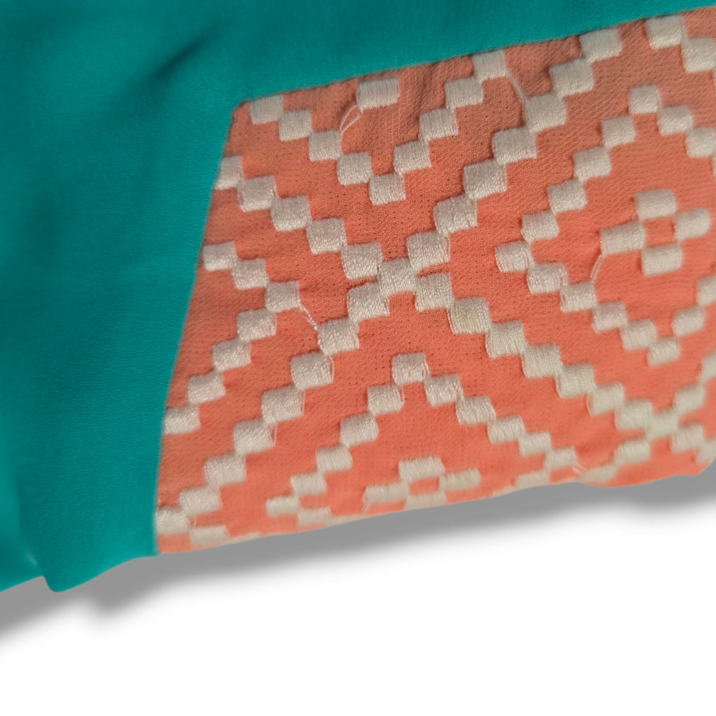 THML Teal Sleeveless Top with Coral Patterned Side Panels – XS, gently used