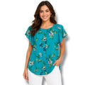 Worthington Petite Women’s Teal Floral Flutter Sleeve Blouse – Size PS