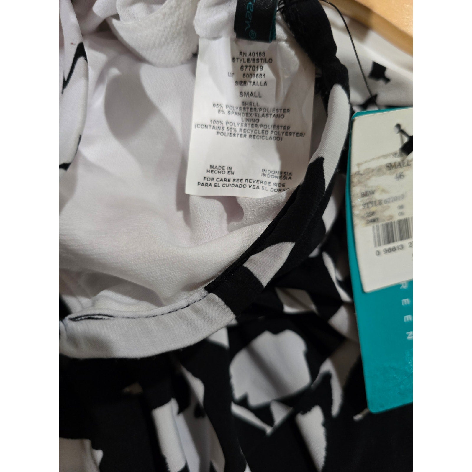 Aqua Green Women’s Black White Floral Tiered Tankini Swim Top Small NWOT