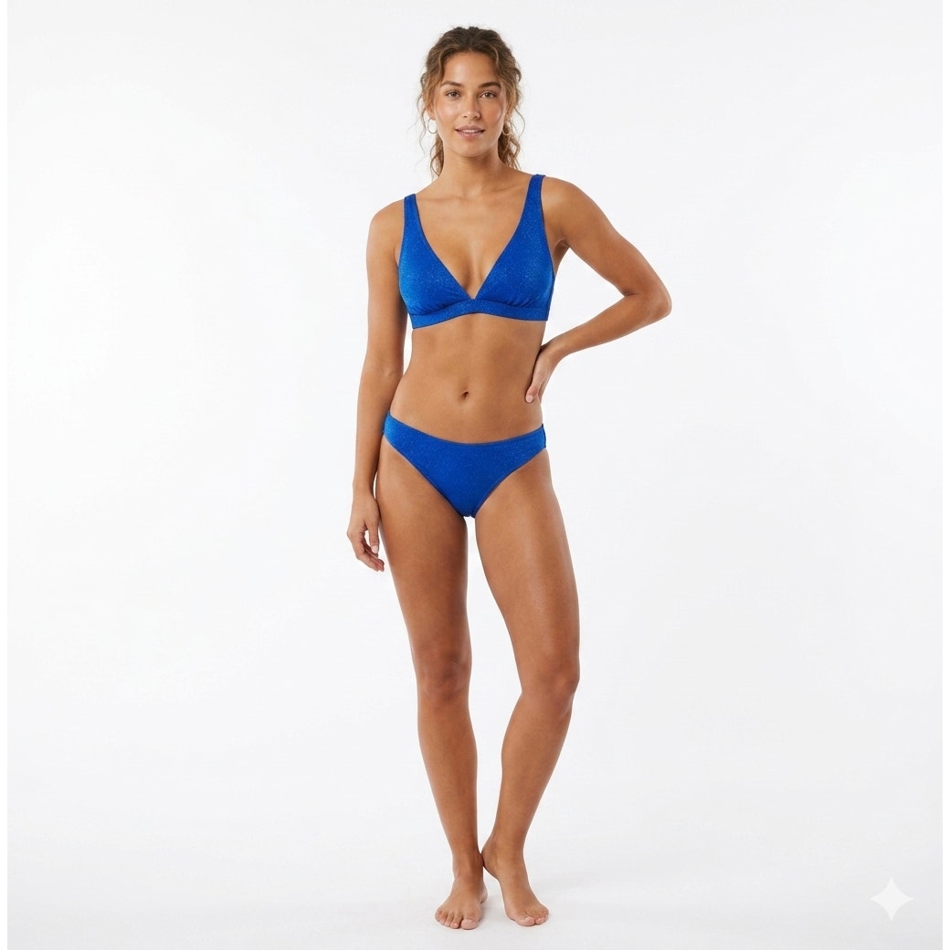 Xhilaration Juniors’ Blue Metallic Bralette Bikini Top – XS, Spandex Blend, New