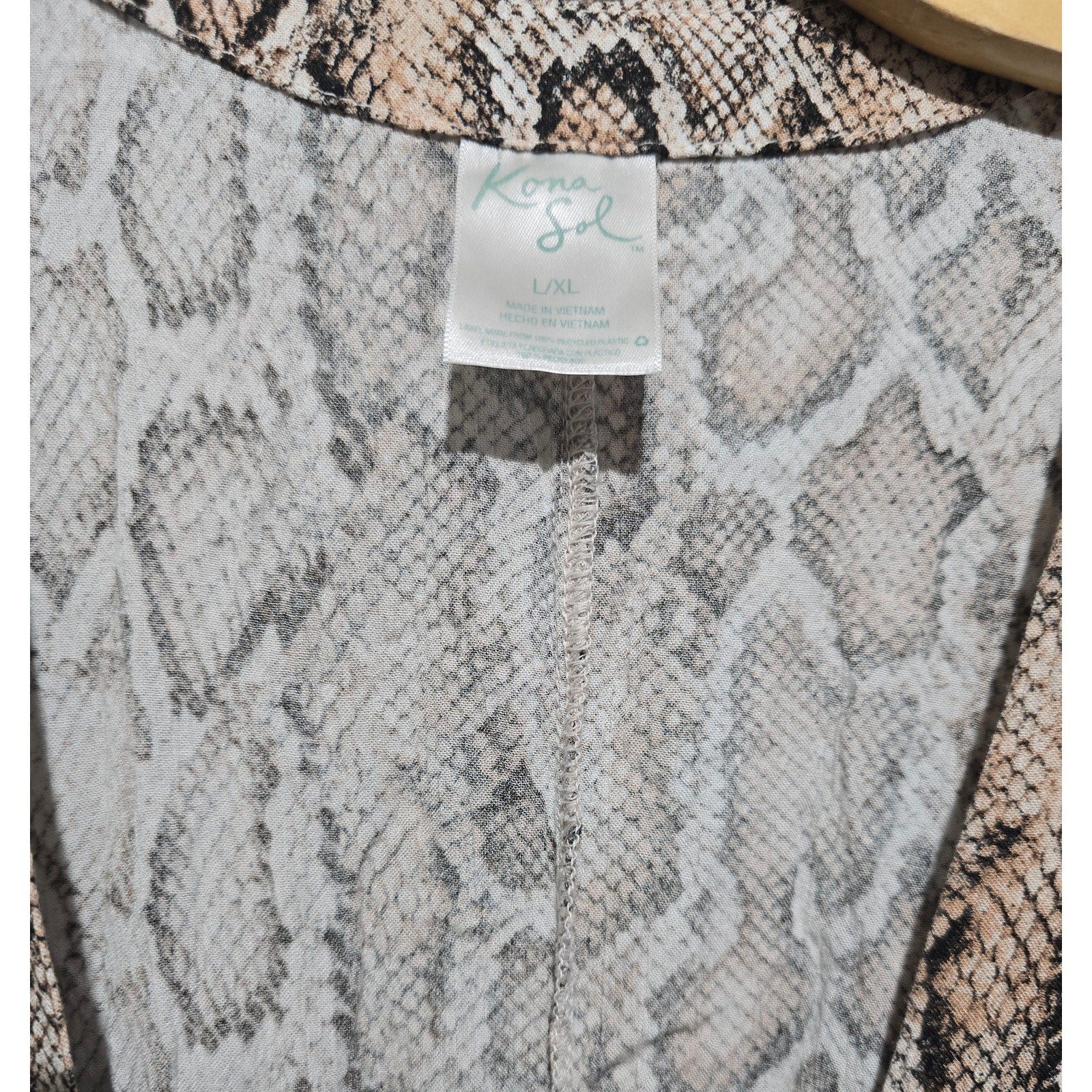 Kona Sol Women's Size L/XL Brown Python Snakeskin Swim Cover Up Midi Dress