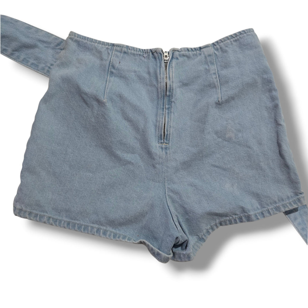 BDG Urban Outfitters Women’s Blue Plaid High-Rise Shorts with Tie Belt – Size 2