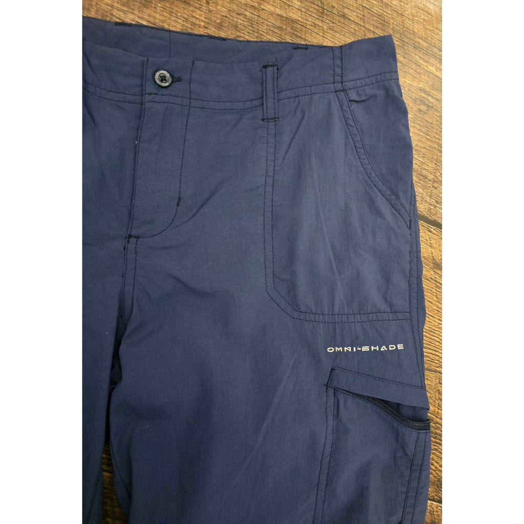 Columbia PFG Omni-Shade Navy Blue Convertible Roll-Up Hiking Fishing Pants 4 Reg