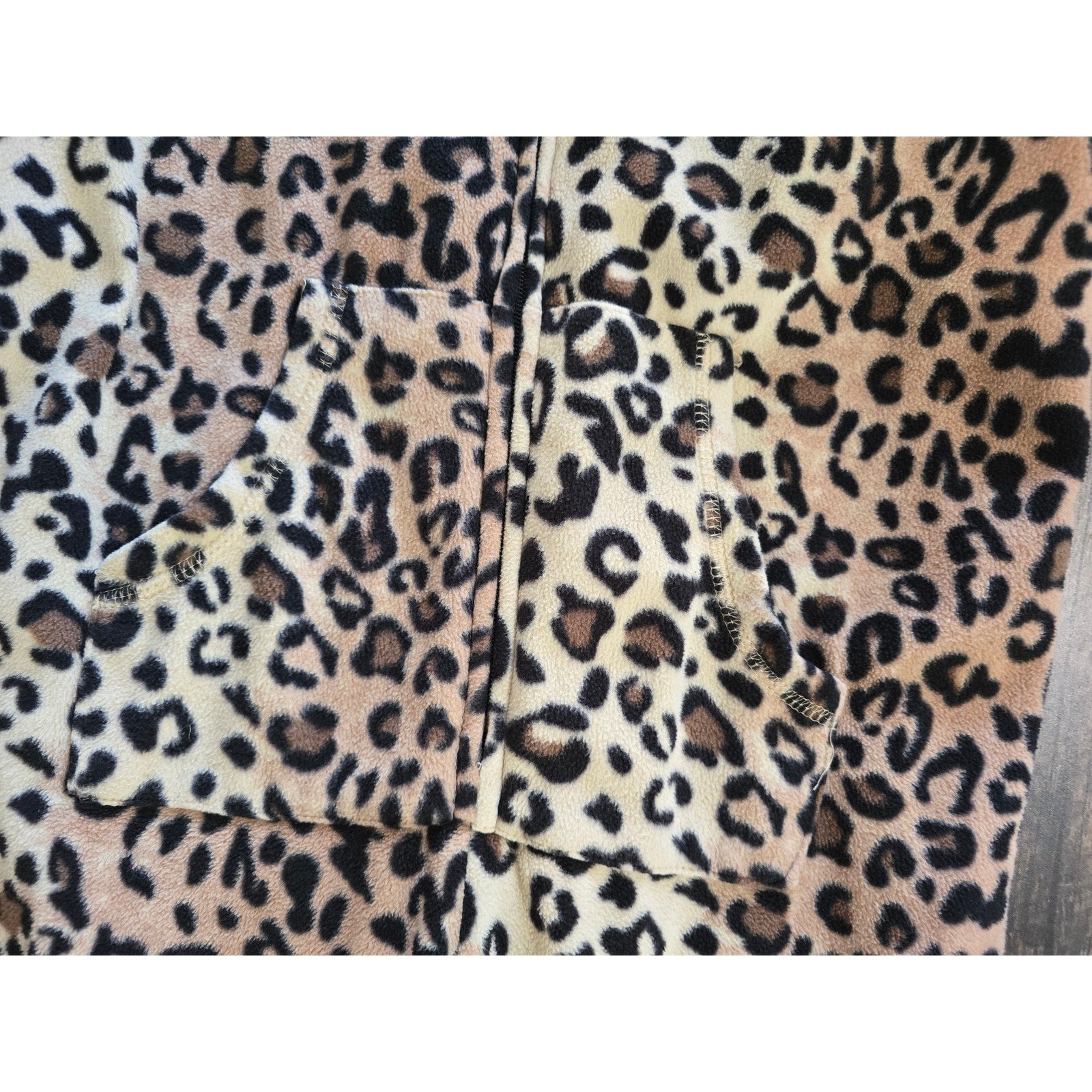 French Jenny Leopard Print Hooded One-Piece Pajamas - Size Medium