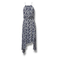 Foreign Exchange Blue & White Floral Sharkbite Hem Dress – Size Small