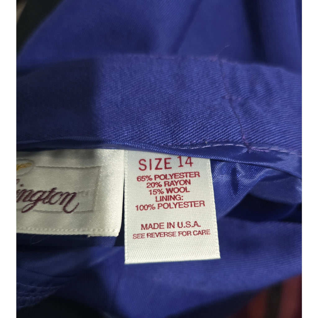 Vintage Worthington Royal Blue Wool Blend Lined Pencil Skirt Made in USA
