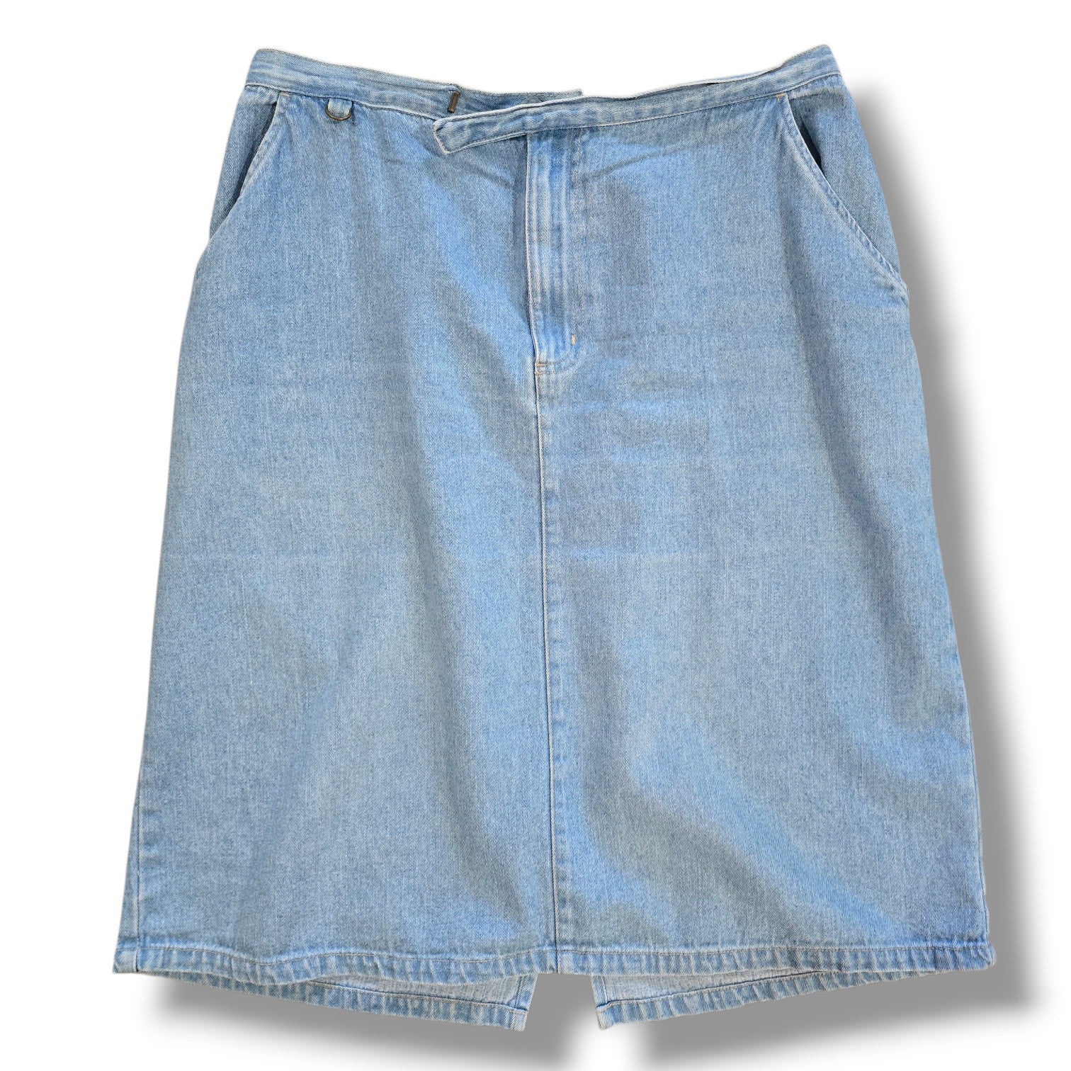 Vintage Blassport Petite High Waisted Denim Jean Midi Skirt 14P