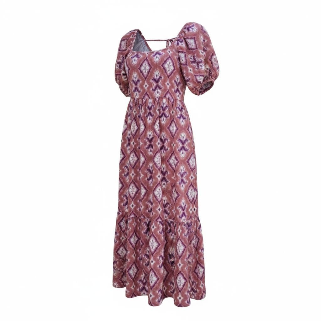 Knox Rose Women’s short puff sleeves tiered casual dress  - small