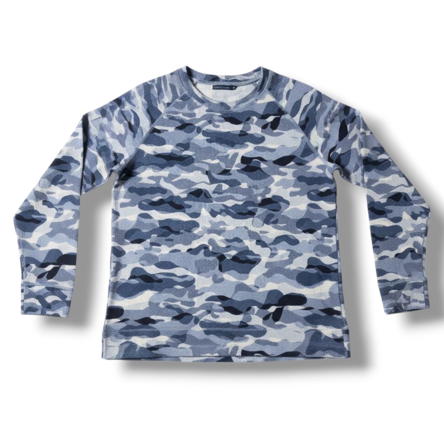 Karen Scott Sport Women’s Blue Camo Waffle Knit Crewneck Top - XS