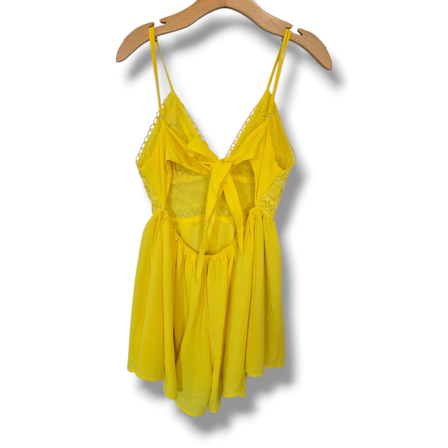 Fashion women's Nova Yellow Lace Crochet Romper