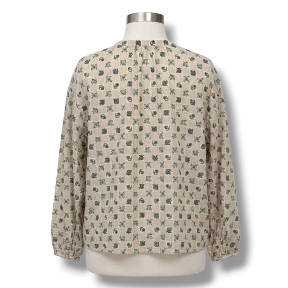 Universal Thread Women's Long Sleeve Balloon Poet Blouse Cream Floral
