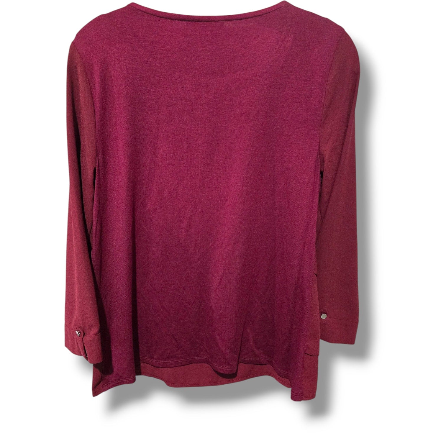 Dana Buchman Women’s Burgundy Asymmetrical Tiered Blouse Small