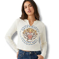 Zoe + Liv women's Long Sleeve Waffle UNIVERSITY ATHLETIC DEPARTMENT shirt  - xs