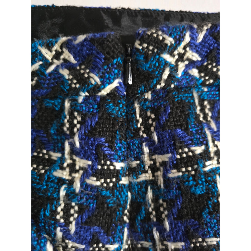 Ann Taylor Loft Women’s Plaid Tweed Lined Skirt with Side Zip Pockets Size 8