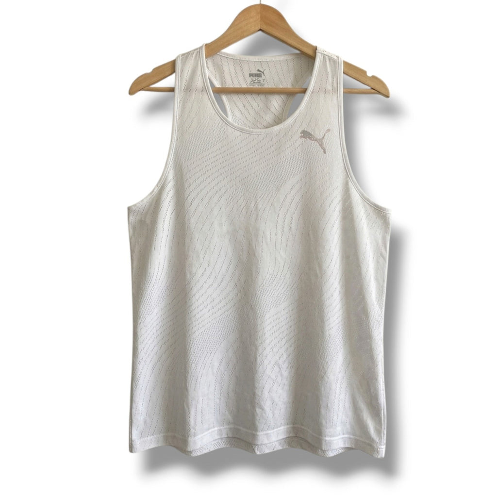 Puma ULTRASPUN Running Racerback Tank Top Women’s Size Large White Perforated