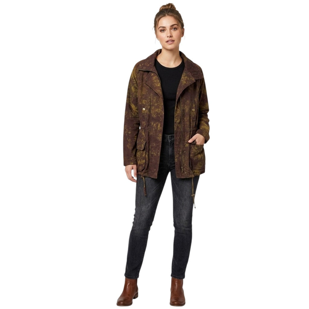 Willow & Clay Brown Tie-Dye Utility Cargo Jacket – XS