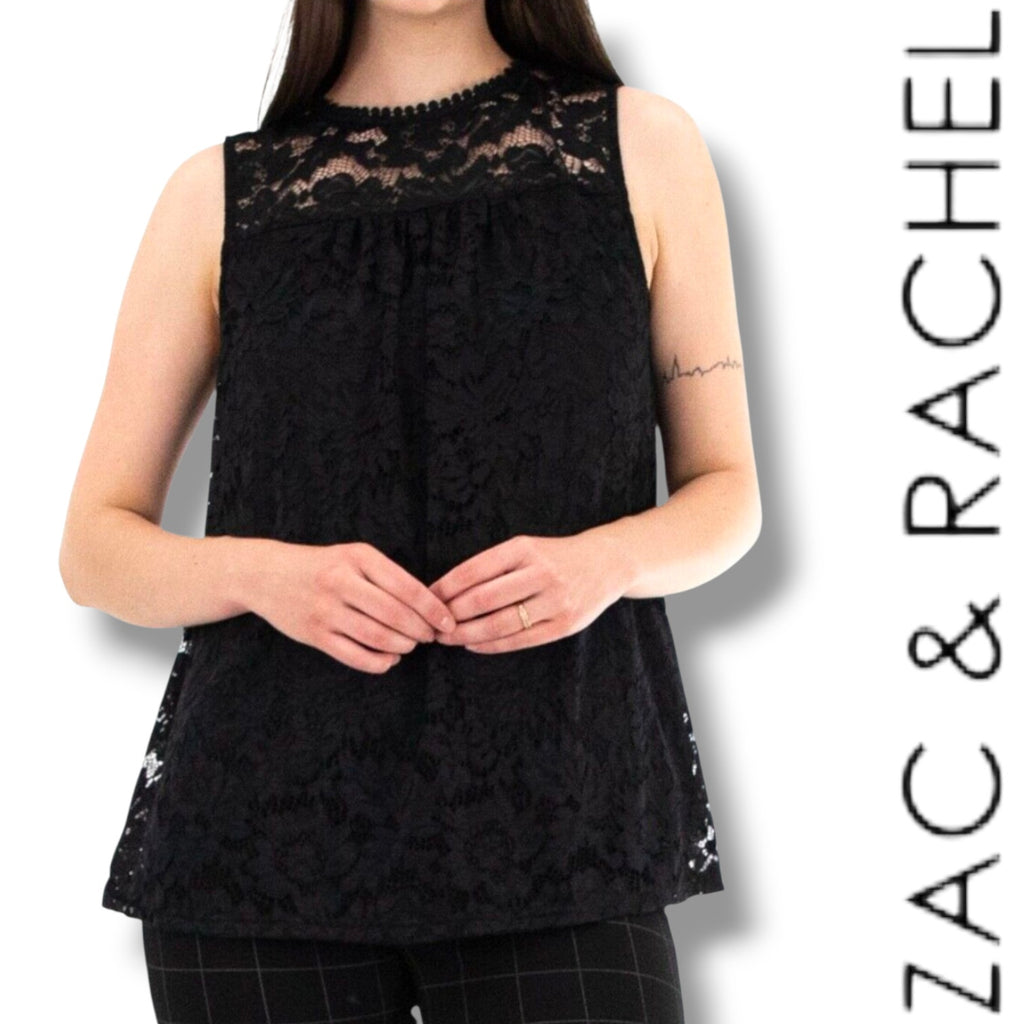 Zac & Rachel Women’s Black Lace Sleeveless Lined Blouse – Size Medium, NWT