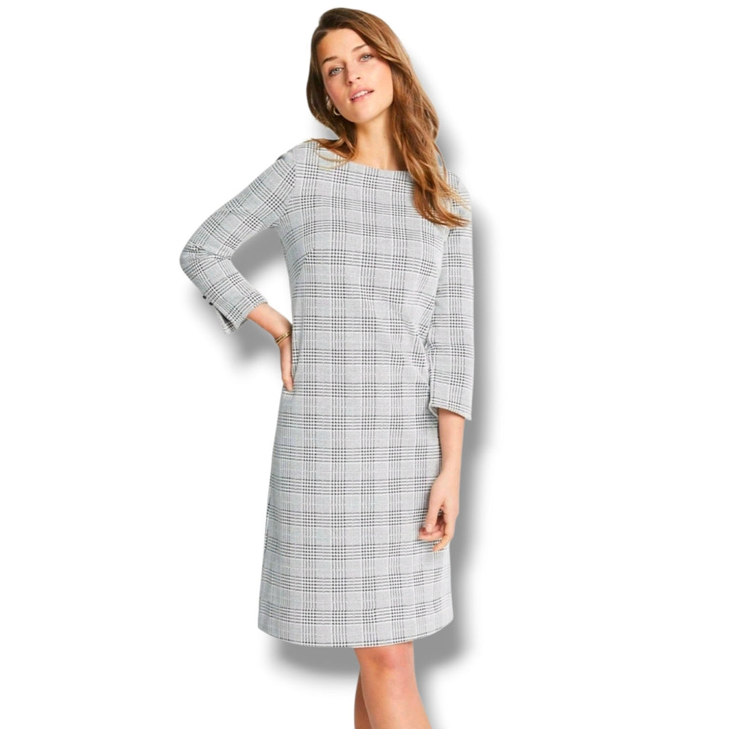 Ann Taylor Women's Size 4 Gray Black Glen Plaid Glen Check Shift Dress