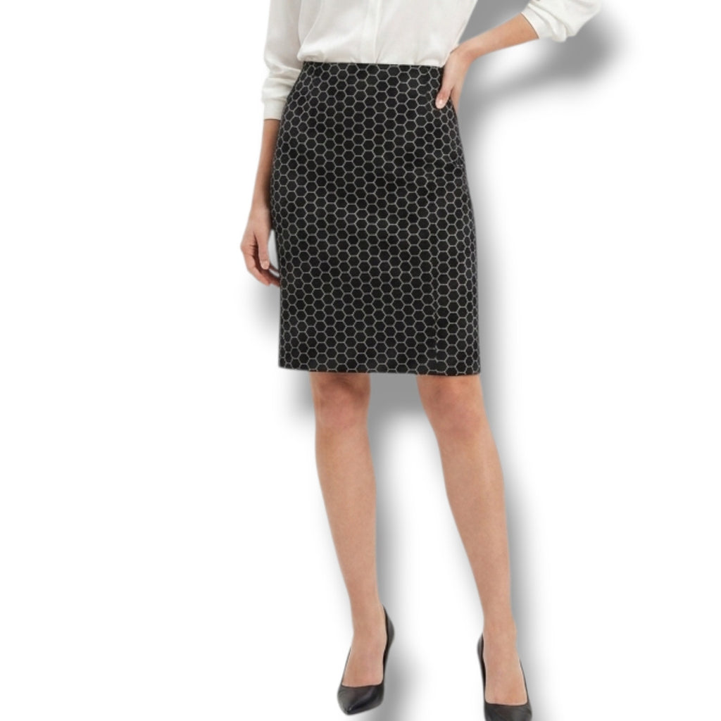 ELLE women's Black & White Geometric Honeycomb Pencil Skirt Size Small