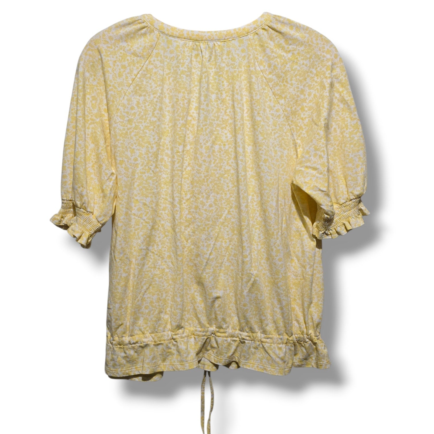 Lands End Women's Elbow Sleeve Lightweight Jersey Gathered Adjustable Hem Blouse
