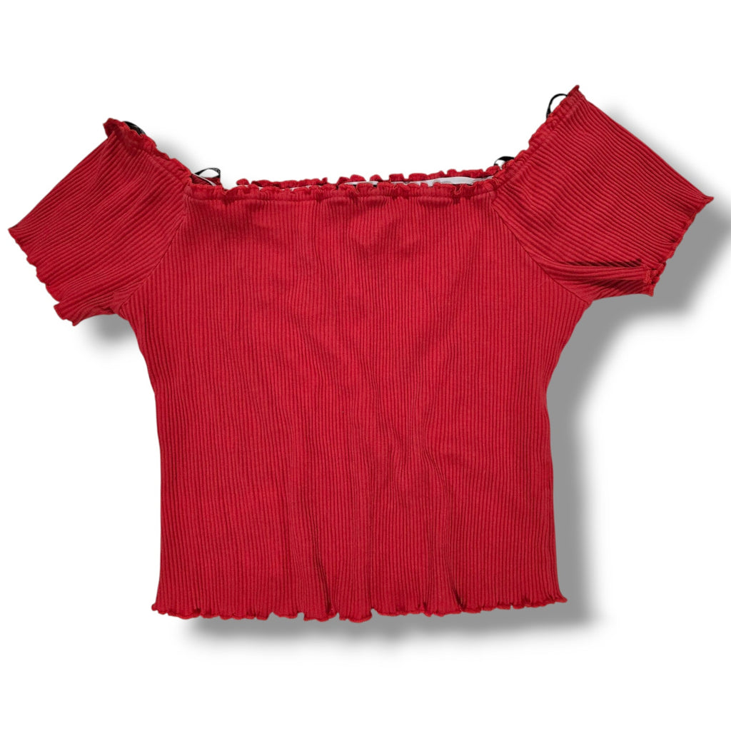 Forever 21 + women's Plus Size red Ribbed off the shoulder bodycon Cropped top