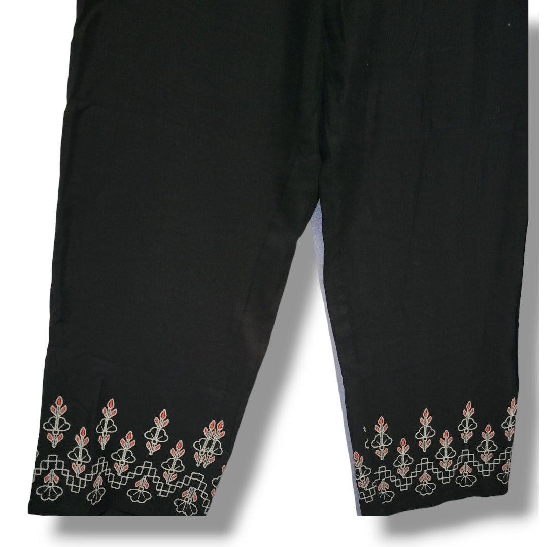 Global desi women's black palazzo pants - large