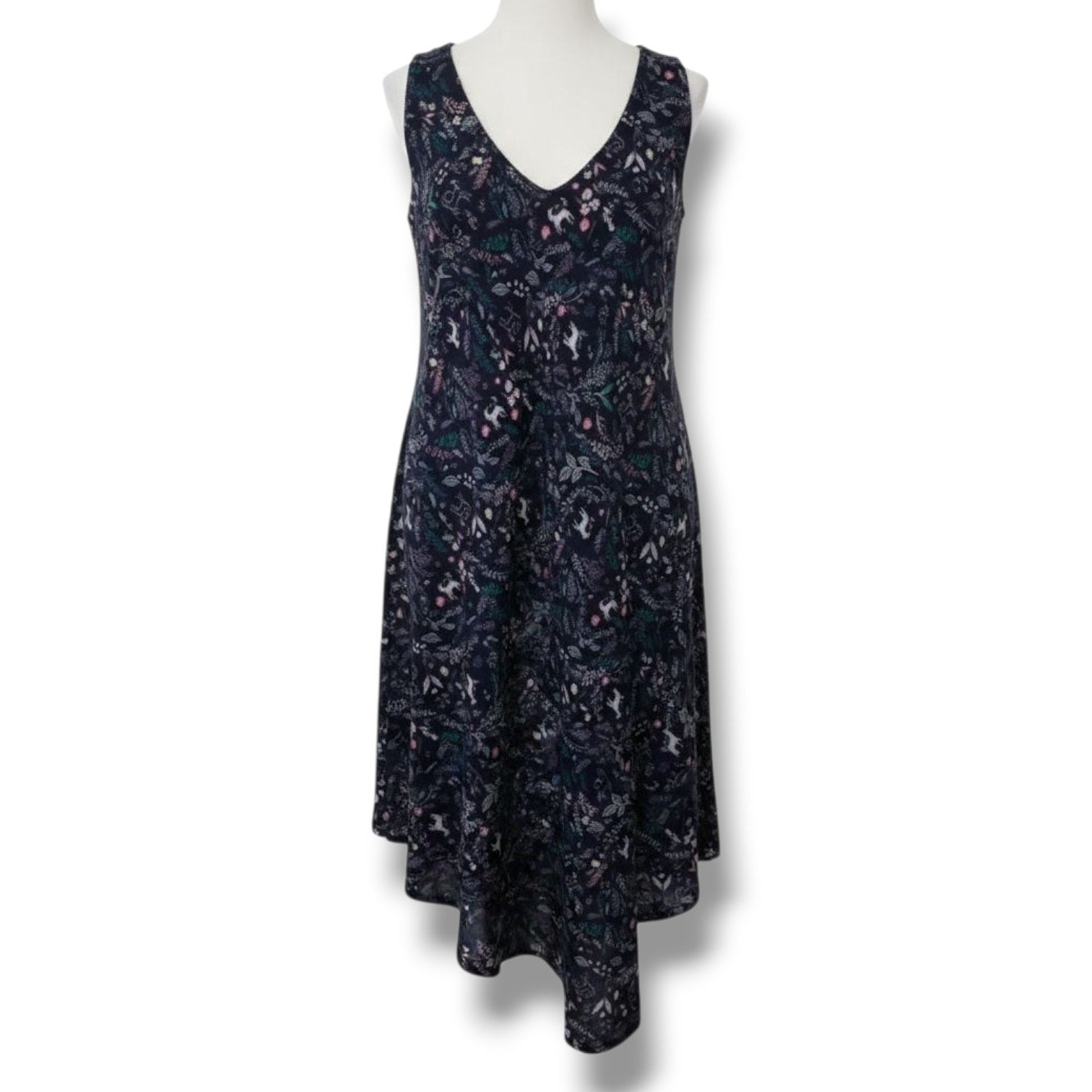 Ana & Rose Women’s Blue Unicorn Print Sleeveless Flowy Midi Dress OS