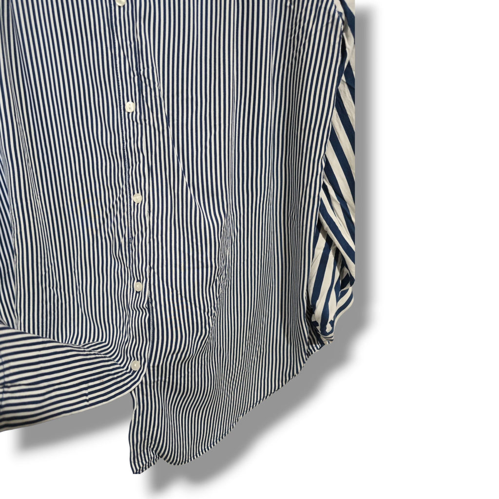 Jane & Delancey Women’s Blue White Vertical Stripe Button-Down Shirt – Medium