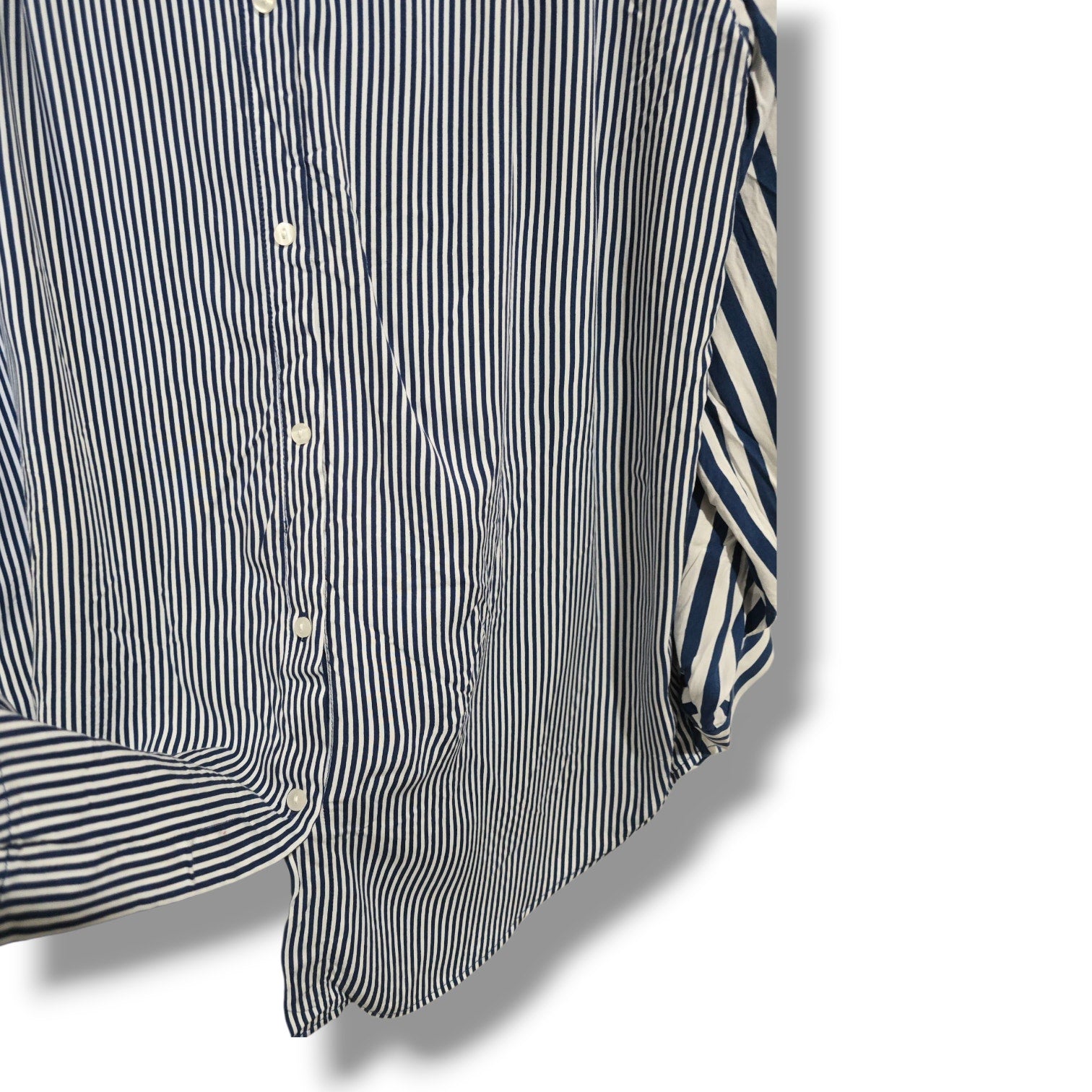 Jane & Delancey Women’s Blue White Vertical Stripe Button-Down Shirt – Medium