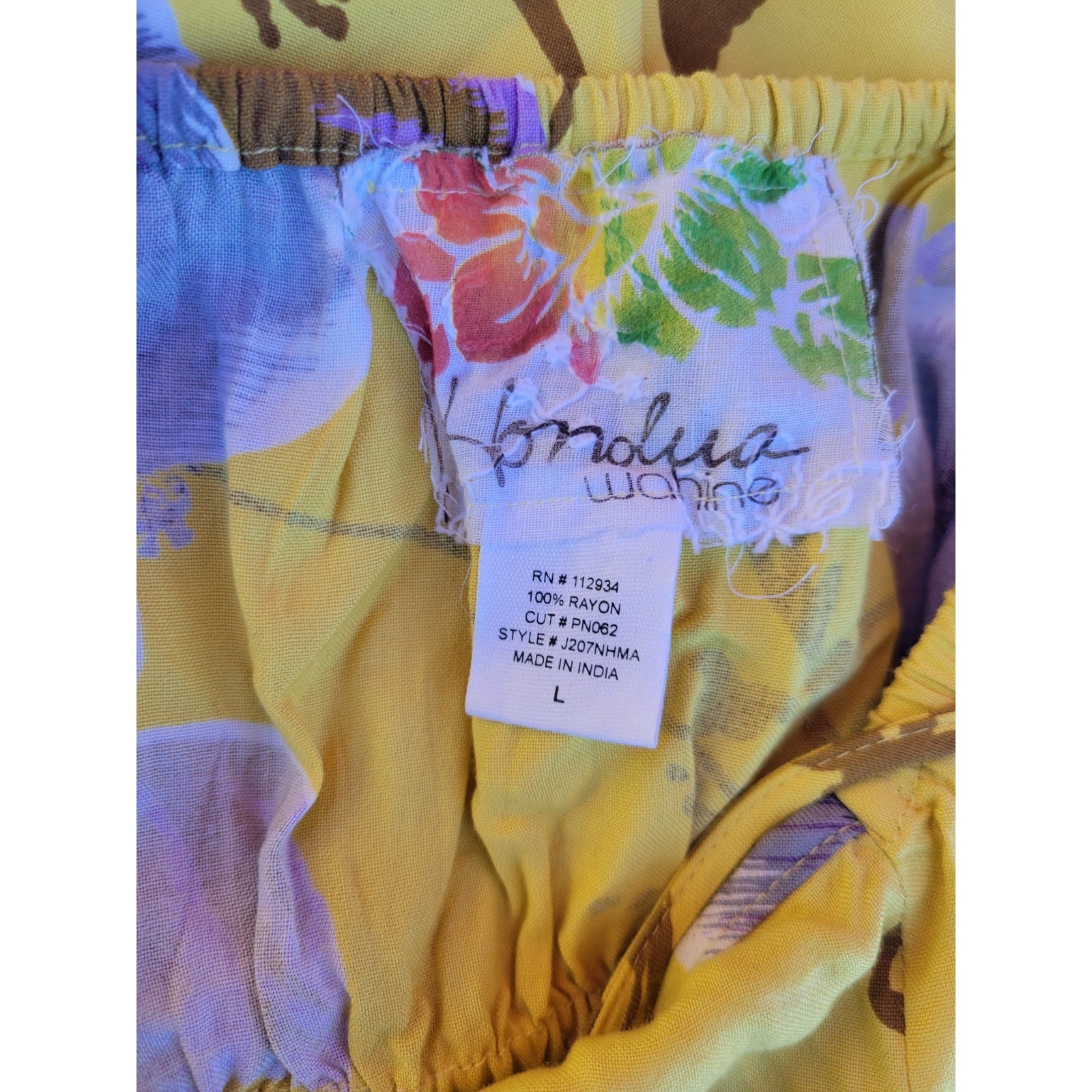 Honolua Wahine Women’s Yellow & Purple Floral Rayon Tank Top – Size Large