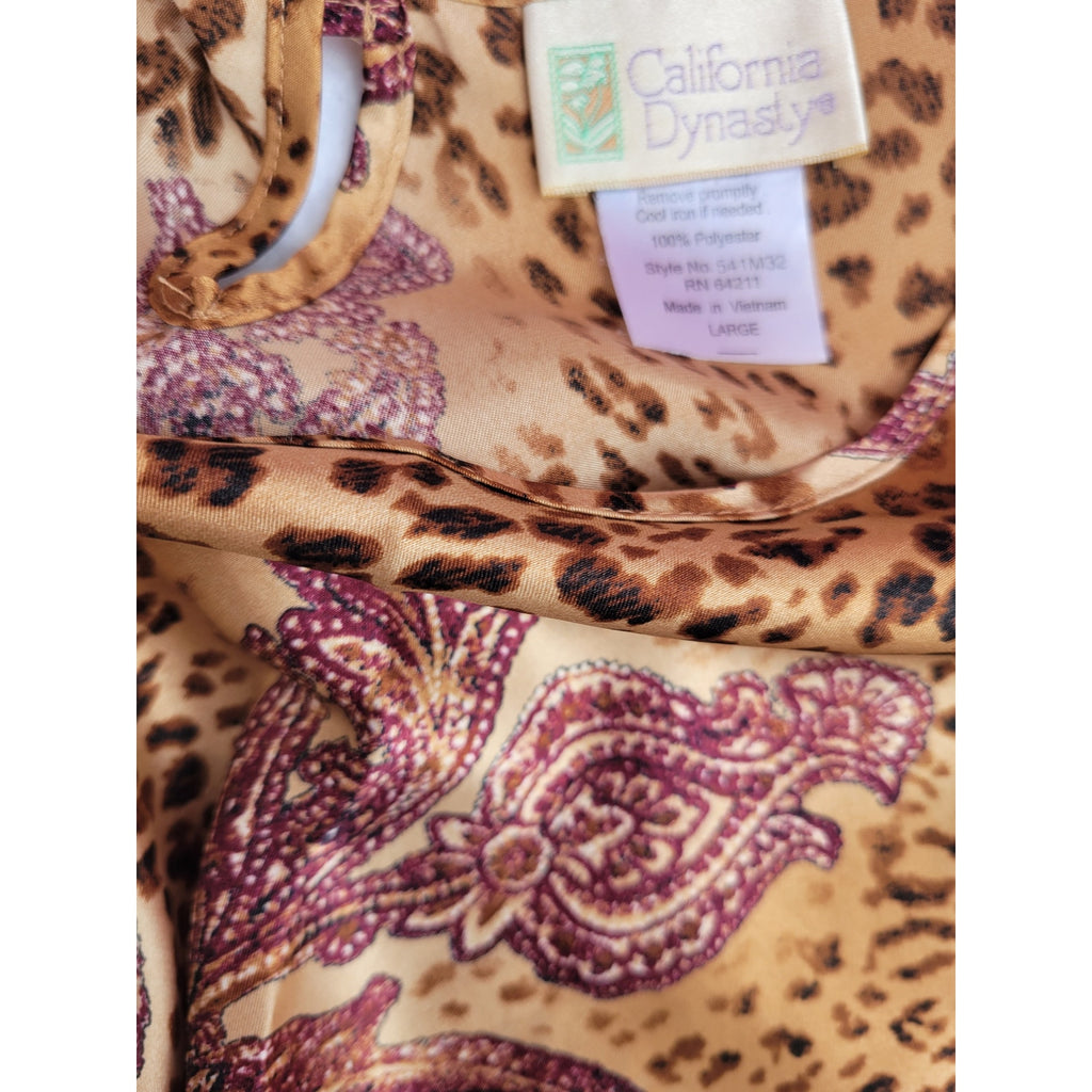 California Dynasty Women’s Paisley & Leopard Print Sleeveless Blouse Size Large