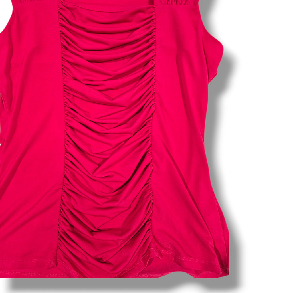 Jaclyn Smith Women’s Pink Ruched Front Sleeveless Top – Polyester Spandex Blend