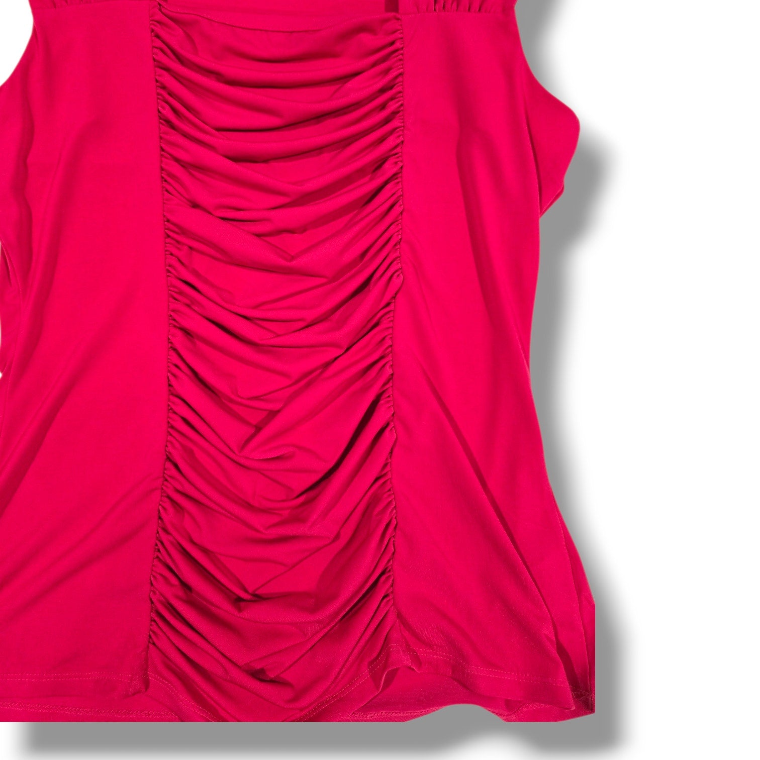 Jaclyn Smith Women’s Pink Ruched Front Sleeveless Top – Polyester Spandex Blend