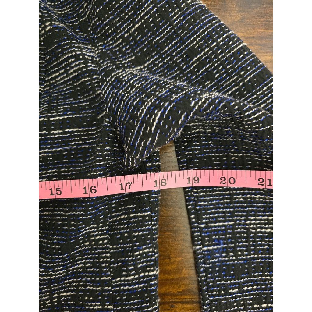 Cabi Women's Size 6 Black Blue Textured Knit Zip Front Blazer Jacket