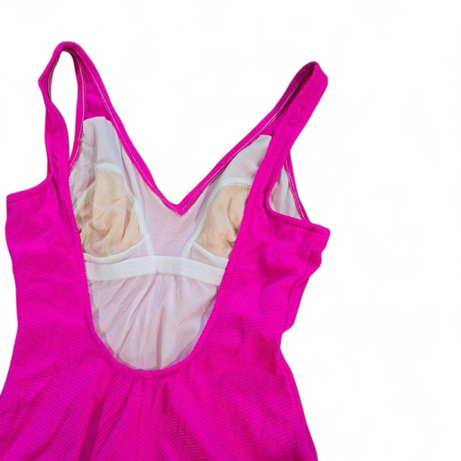 Vintage Le Cove Hot Pink Textured One Piece Swimsuit Size 12 Made in USA