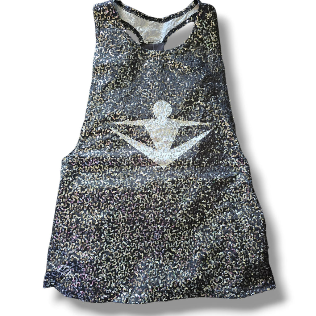 Innovative Spiritwear Sequin POWER Tank Top Women’s Small Gray Black Shimmer
