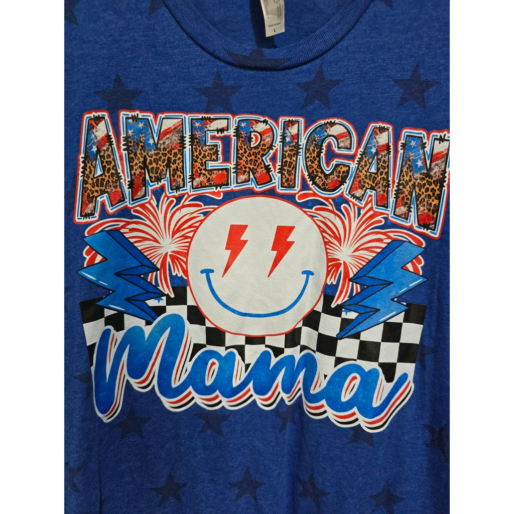 CODE FIVE LAT Apparel Women’s Blue Patriotic Graphic T-Shirt – Large