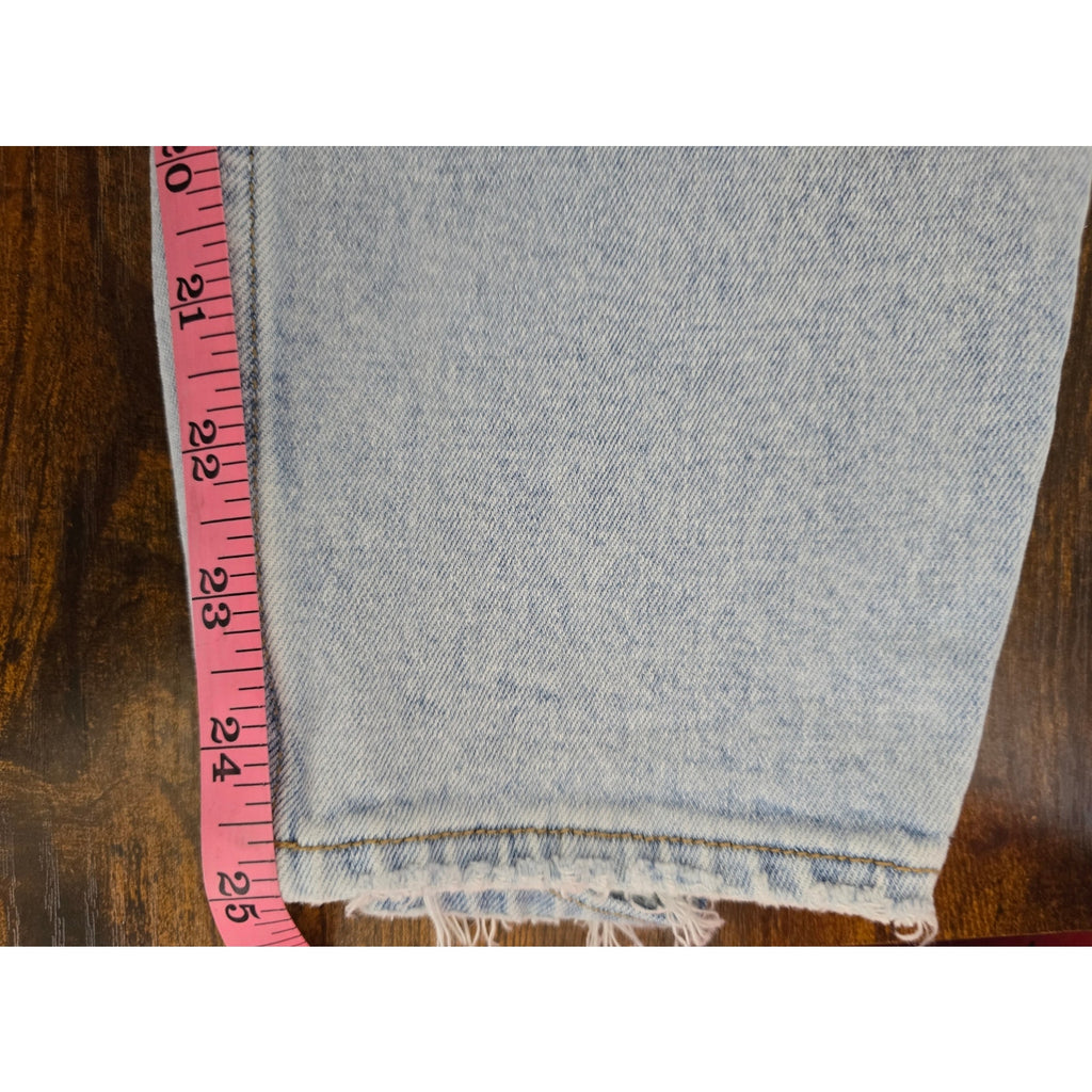 Abercrombie & Fitch Curve Love Mom High Rise Distressed Light Wash Jeans 26/2