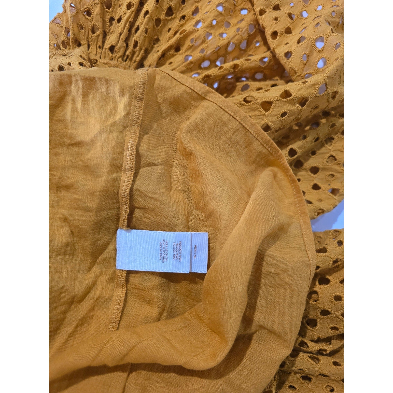 Frye x Anthropologie Mustard Yellow Eyelet Sleeveless Midi Dress – Size Small