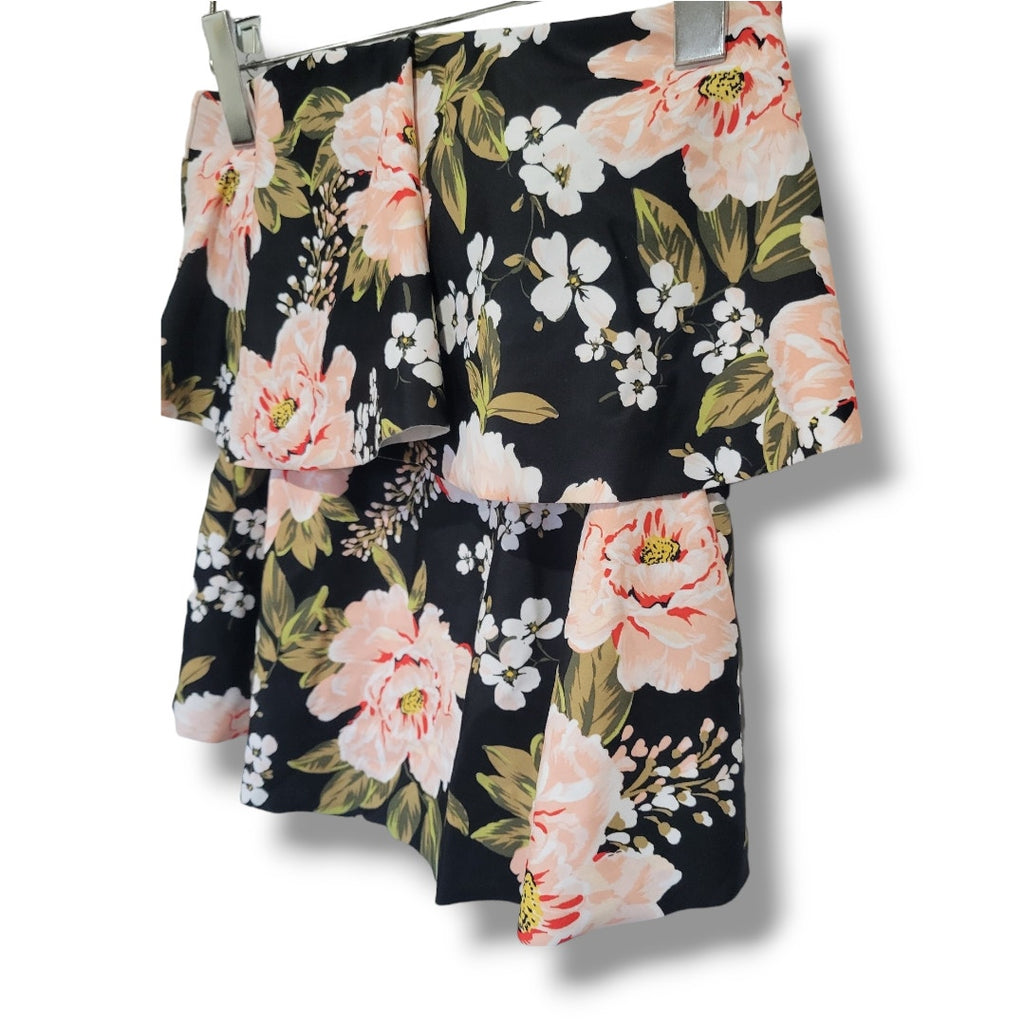 Kona Sol Women's black floral layered tankini - XS