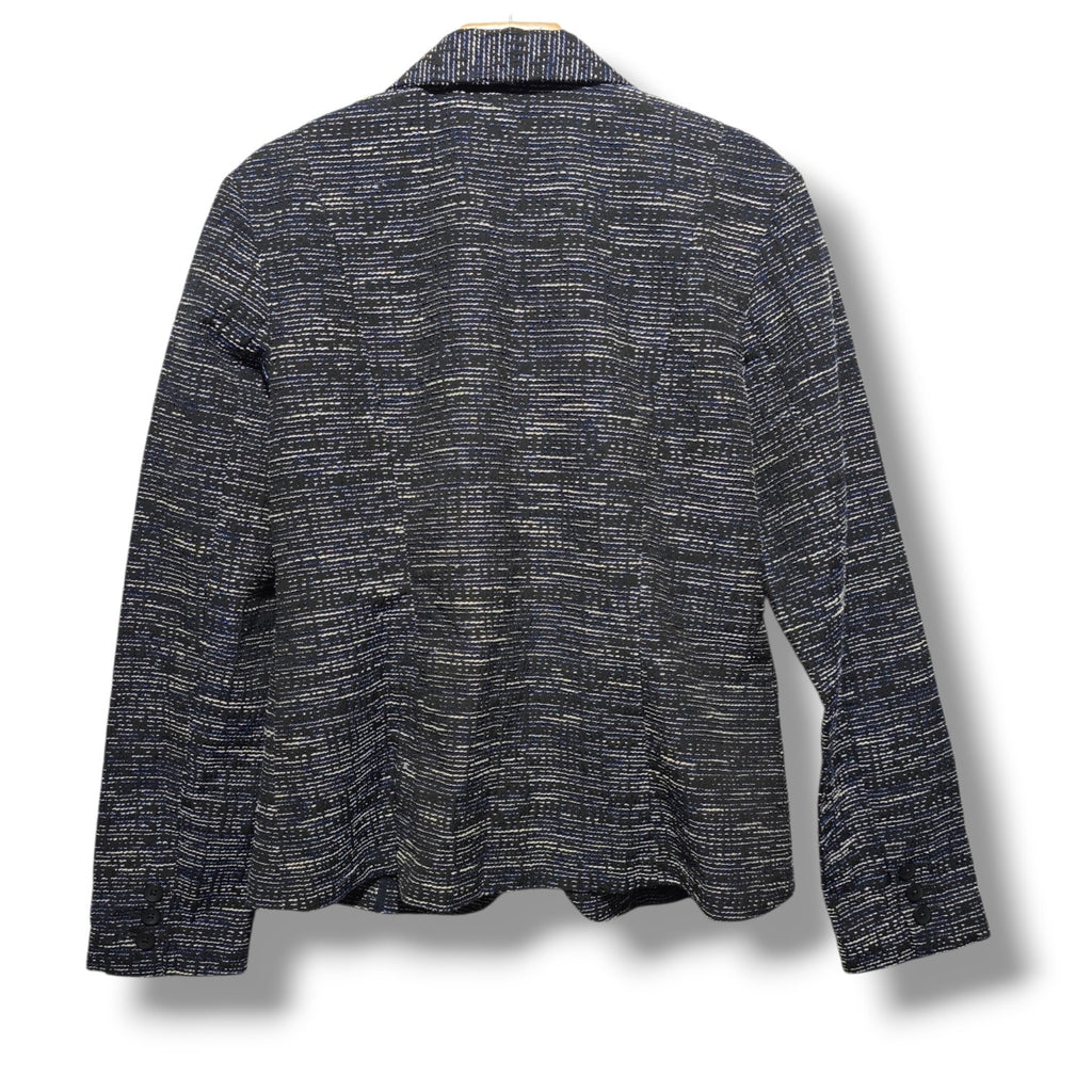 Cabi Women's Size 6 Black Blue Textured Knit Zip Front Blazer Jacket