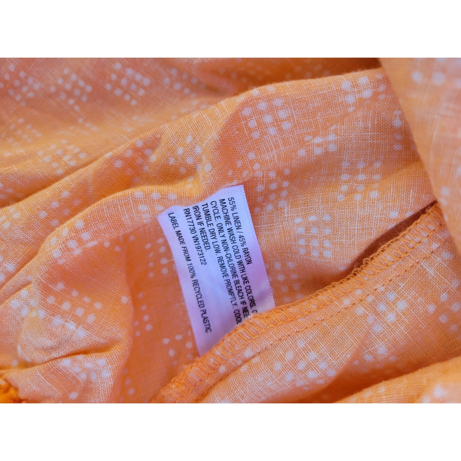 Ava & Viv Plus Size Orange Puff Sleeve Blouse Women’s 14W Linen Rayon NWOT