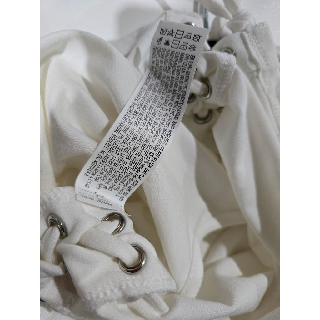 Forever 21 White Lace Up Ruched Tank Top Women’s Medium Stretch Sleeveless