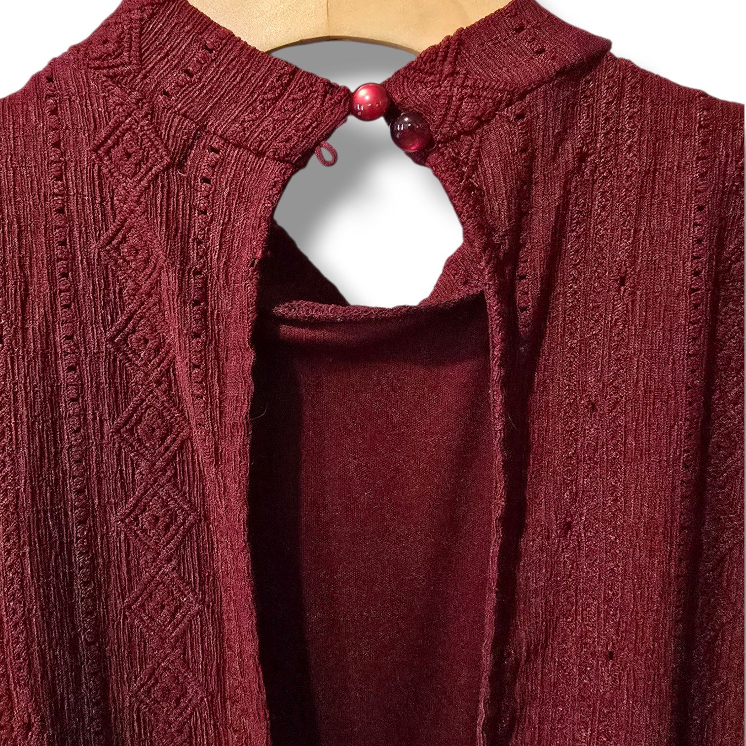 Max + Ash Burgundy Sleeveless Button-Back Lined Jumpsuit with Women’s Medium
