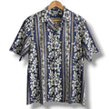 Vintage Royal Creations Hawaii Hawaiian Shirt Men XL Blue Floral Tribal Made USA