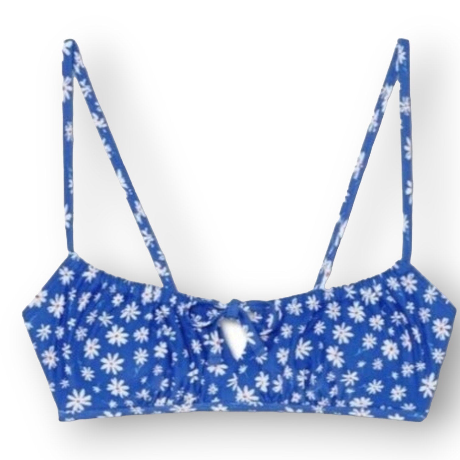 Xhilaration Juniors’ Blue Daisy Floral Bralette Bikini Top – Size Large