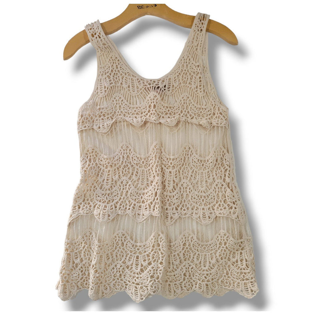 Forever 21 Contemporary Beige Crochet Sleeveless Top – Size XS