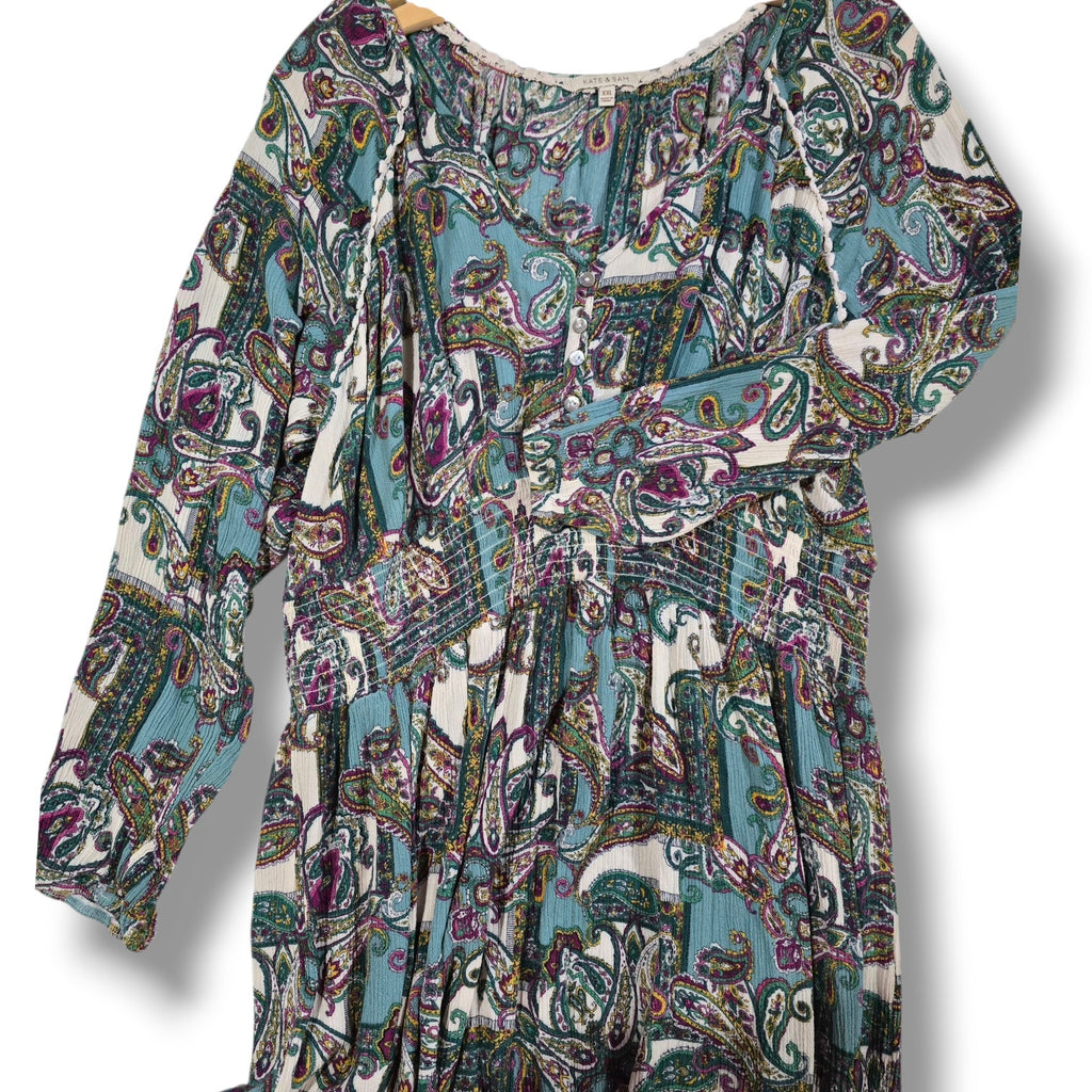 Kate & Sam Women’s Paisley Boho Midi Dress – Size XXL, gently used